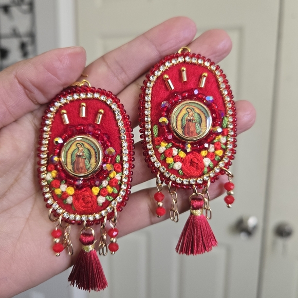 Mexican Embroidered Earrings - Picture 2 of 5